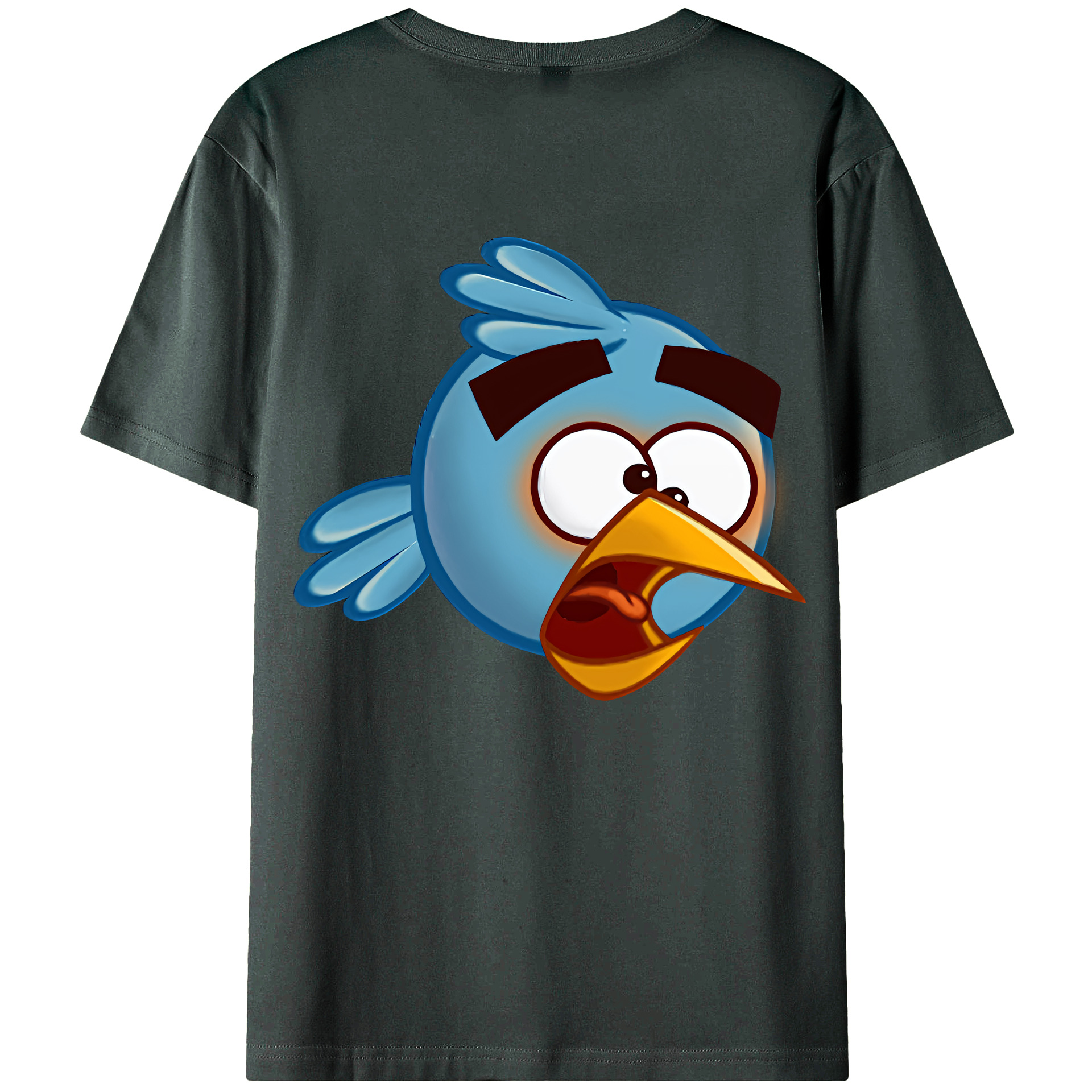 （画像用） Angry Birds アングリーバード 綿100％ メンズ半袖Tシャツ（バックプリント） 通気性